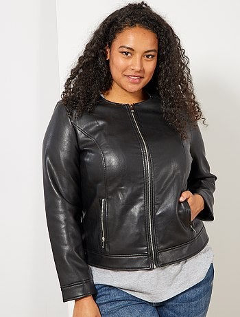 Tallas grandes mujer - Cazadora sintética sin cuello - Kiabi