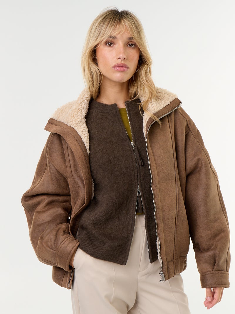 Cazadora tipo borrego estilo aviador Marron - Kiabi
