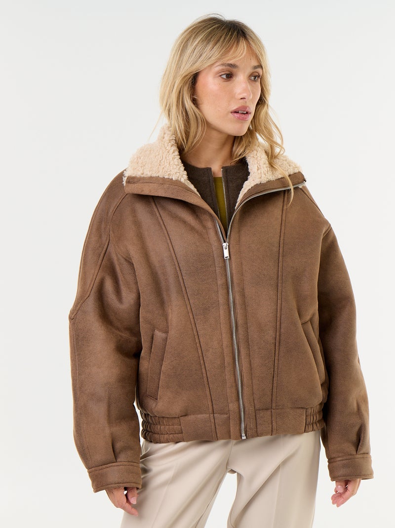 Cazadora tipo borrego estilo aviador Marron - Kiabi