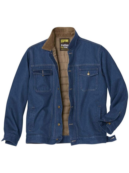 Cazadora vaquera acolchada de algodón con cuello de pana western - Kiabi