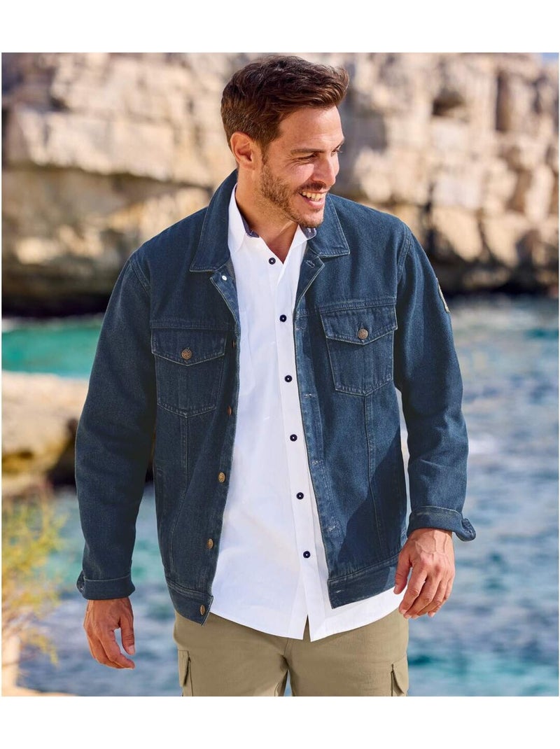 Cazadora vaquera de denim con cuello de puntas libres wild explorer Azul oscuro - Kiabi