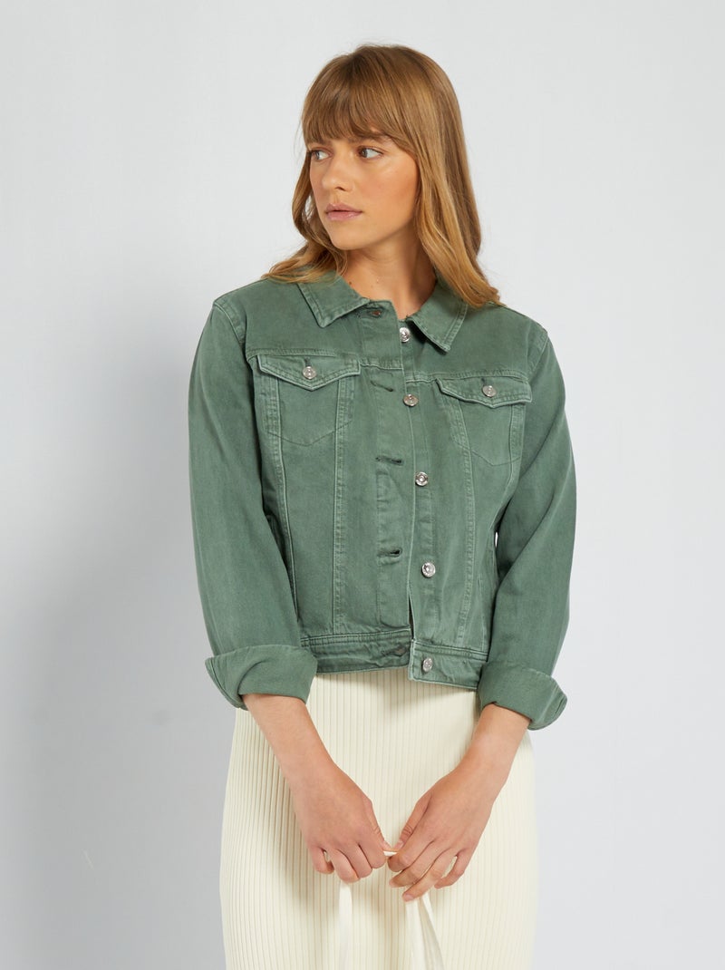 Cazadora vaquera verde gris - Kiabi