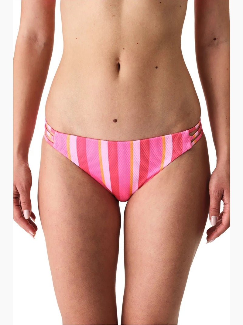 Celinda braga de bikini elegante a rayas texturizada de tiro medio penti Rosa fluo - Kiabi