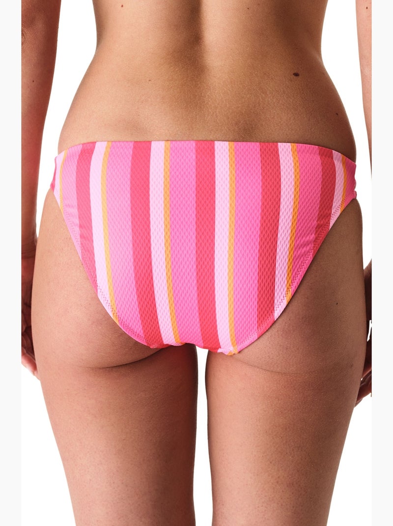 Celinda braga de bikini elegante a rayas texturizada de tiro medio penti Rosa fluo - Kiabi