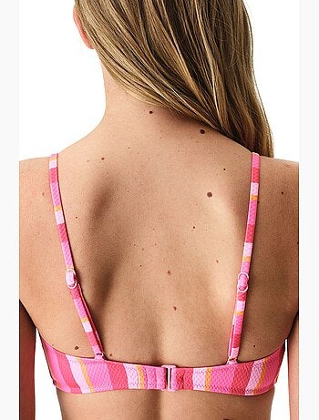 Celinda top de bikini a rayas texturizado con escote en v profundo penti