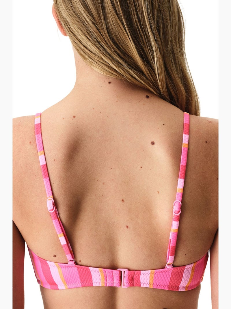 Celinda top de bikini a rayas texturizado con escote en v profundo penti Rosa fluo - Kiabi