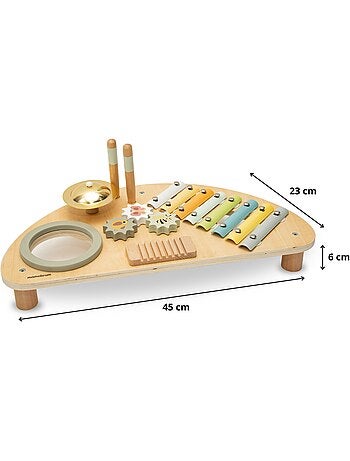 Centro Musical Infantil de Madera – Xilófono, Tambor y Juguete Sensorial, Bebé 9 Meses+