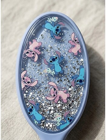 Cepillo desenredante ovalado de silicona con purpurina Stitch Disney