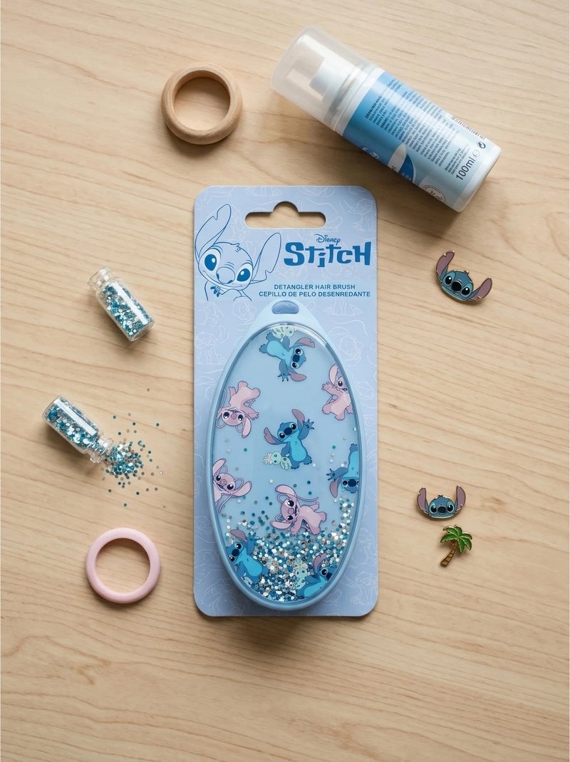 Cepillo desenredante ovalado de silicona con purpurina Stitch Disney Azul - Kiabi
