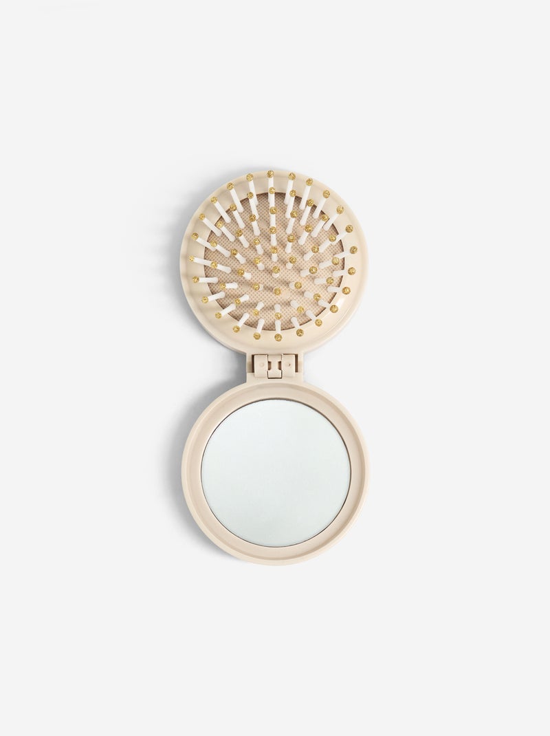Cepillo para el pelo plegable con espejo Beige - Kiabi