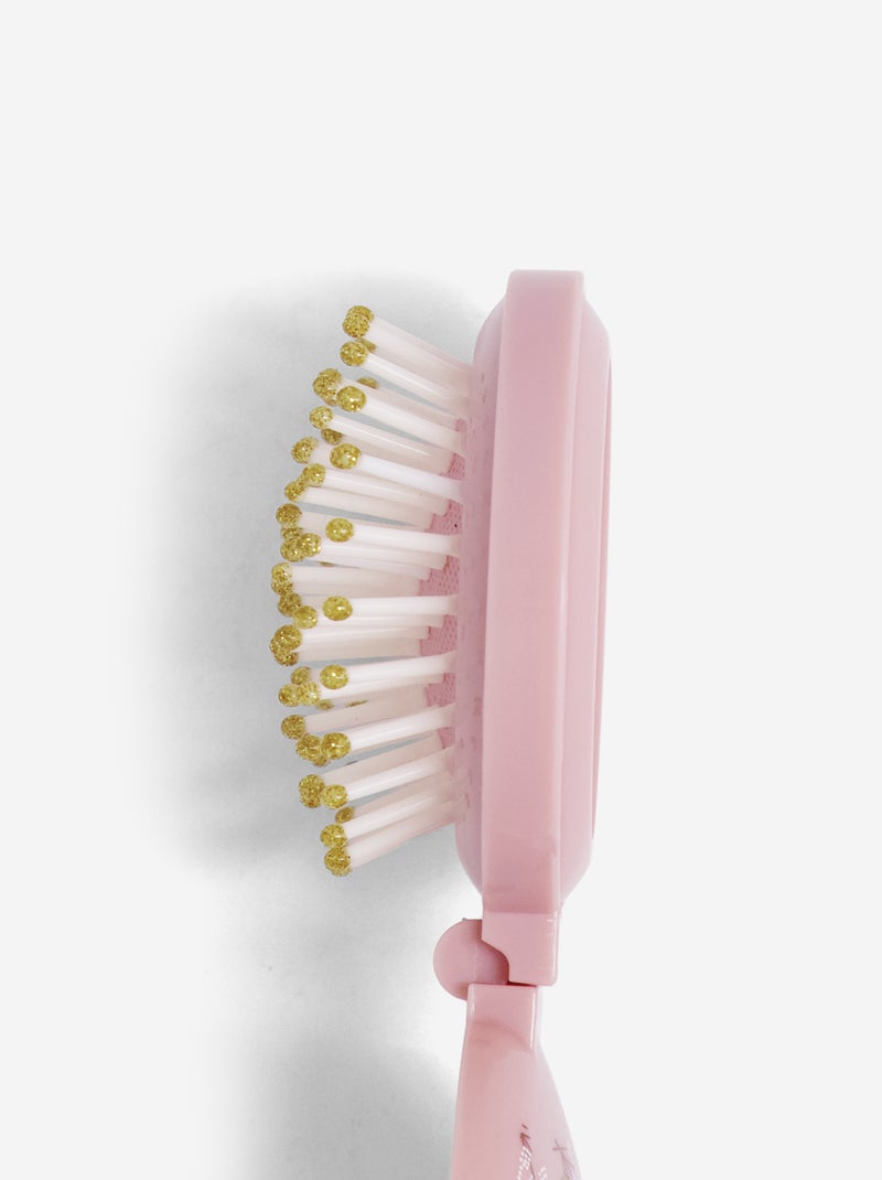 Cepillo para el pelo plegable con espejo Rosa - Kiabi