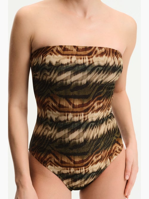 Cesira bañador sin tirantes con estampado de zebra y brillo penti - Kiabi Cesira bañador sin tirantes con estampado de zebra y brillo penti - Kiabi