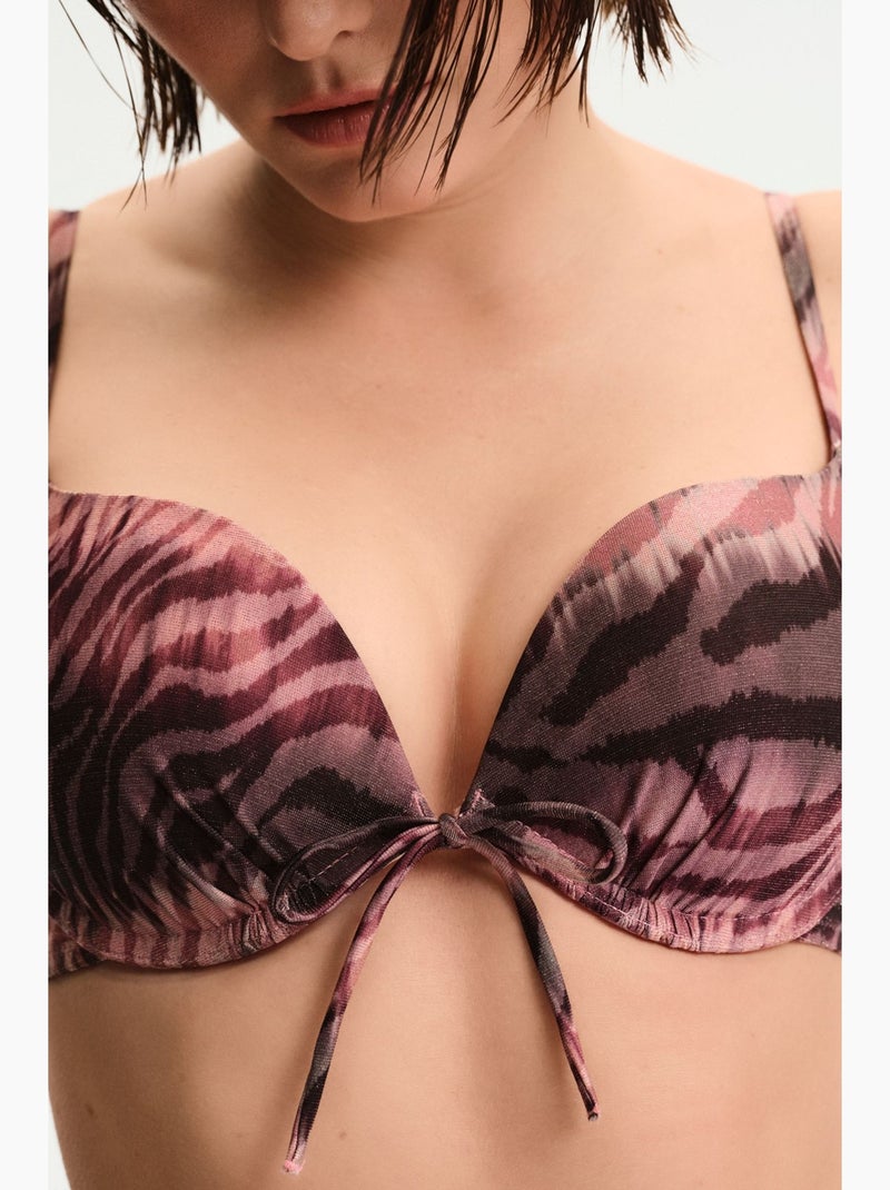 Cesira lol top de bikini con estampado de cebra e hilo brillante penti Negro Rosa - Kiabi