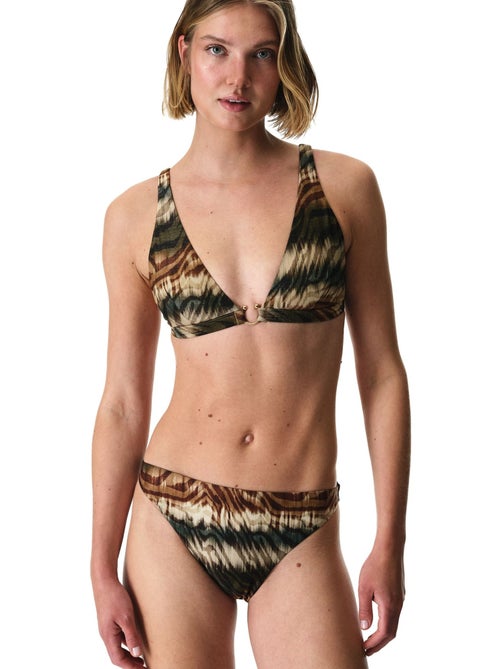 Cesira top de bikini con escote en v profundo, estampado de cebra y hilo brillante penti - Kiabi
