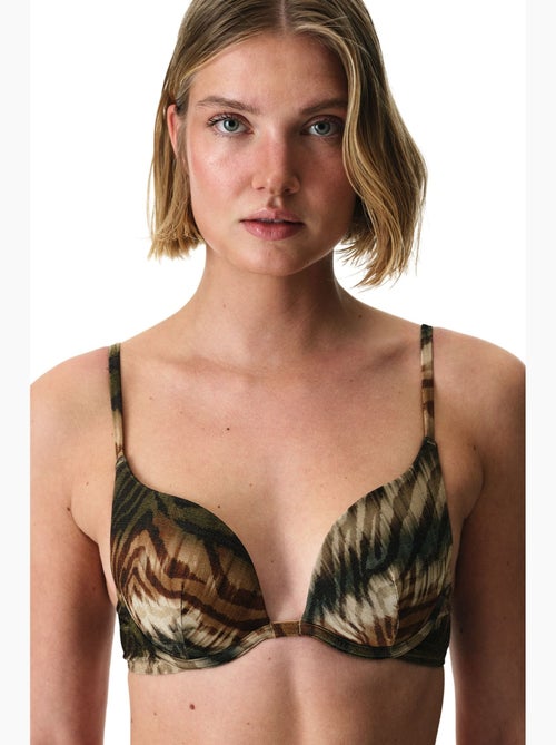 Cesira top de bikini push-up intenso con estampado de cebra y brillo penti - Kiabi Cesira top de bikini push-up intenso con estampado de cebra y brillo penti - Kiabi