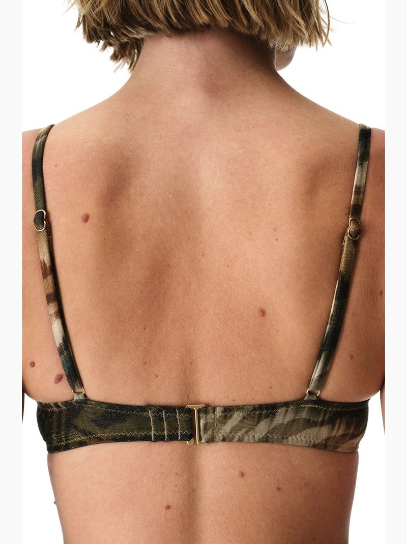 Cesira top de bikini push-up intenso con estampado de cebra y brillo penti Caqui - Kiabi