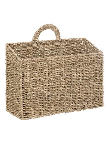 Cesta colgante cora de paja y metal 37x14cm