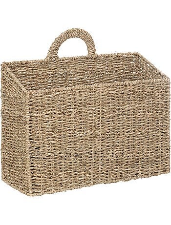 Cesta colgante cora de paja y metal 37x14cm