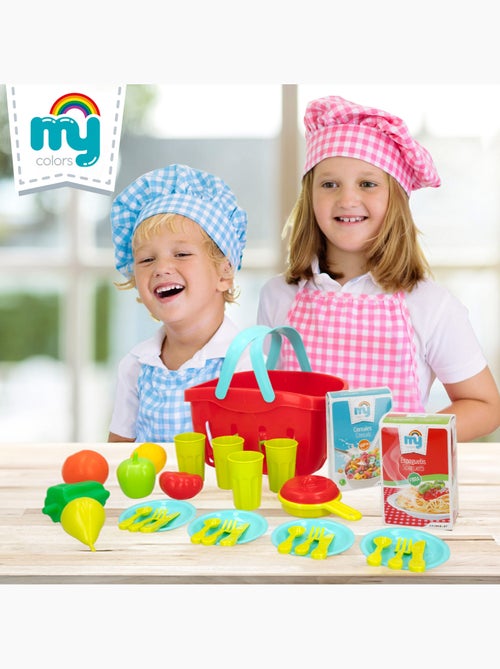 Cesta con comida de juguete y menaje 33 pzas my home colors - Kiabi