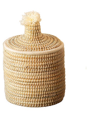 Cesta con tapa de lana