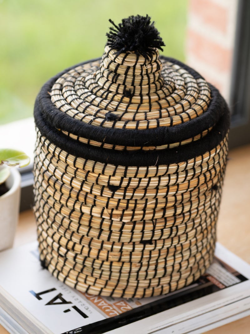 Cesta con tapa de lana Negro - Kiabi