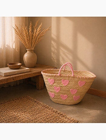 Cesta Corazones bordados