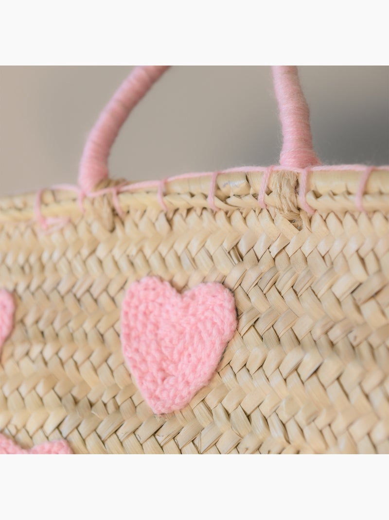 Cesta Corazones bordados Rosa - Kiabi