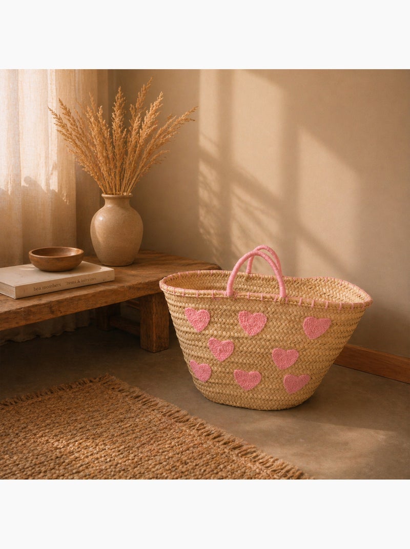 Cesta Corazones bordados Rosa - Kiabi