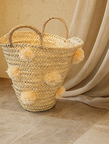 Cesta de almacenaje con borlas