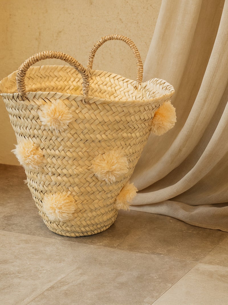 Cesta de almacenaje con borlas Beige - Kiabi