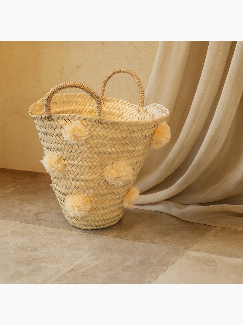 Cesta de almacenaje con borlas Beige - Kiabi