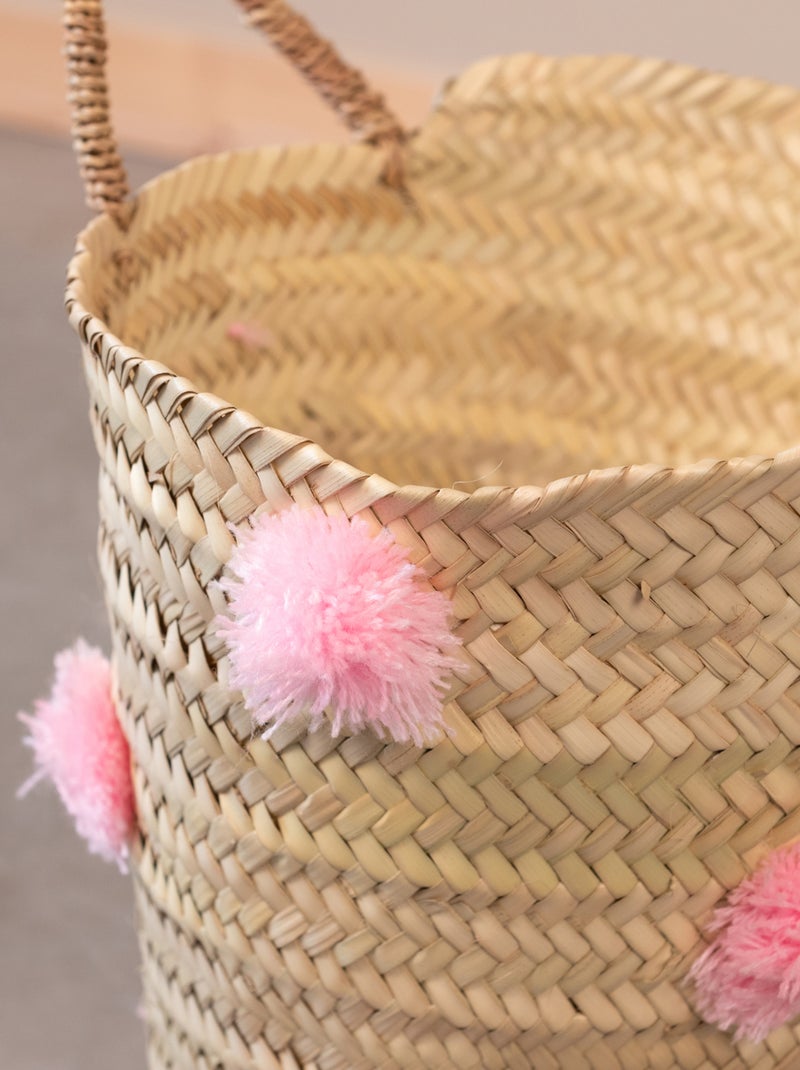 Cesta de almacenaje con borlas Rosa - Kiabi