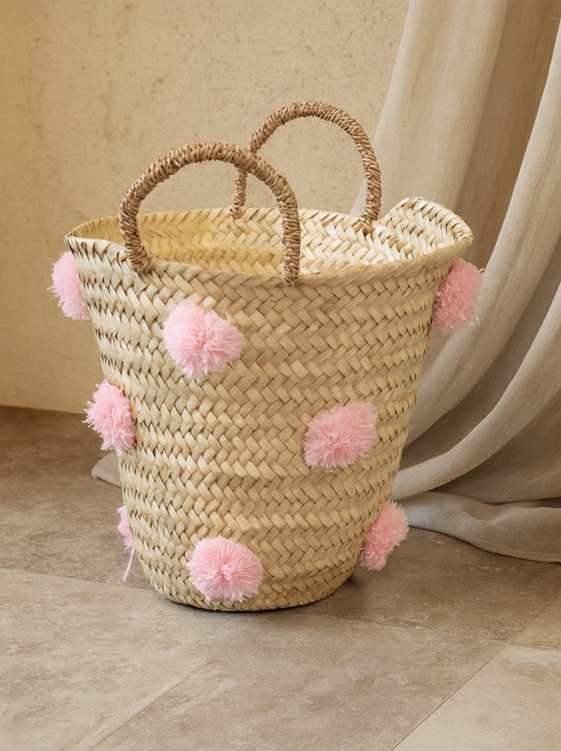 Cesta de almacenaje con borlas Rosa - Kiabi
