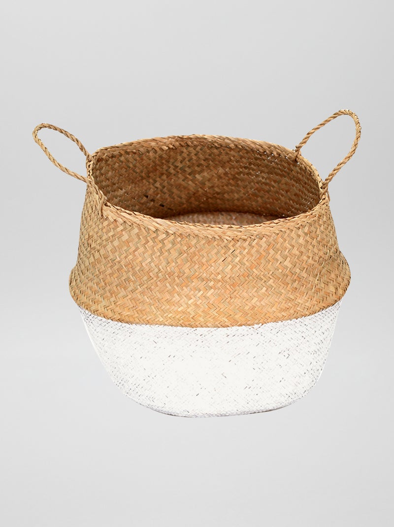Cesta de almacenaje de rafia beige/blanco - Kiabi