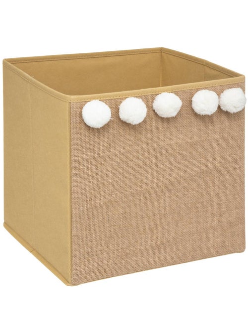 Cesta de almacenaje de yute con pompones - Kiabi