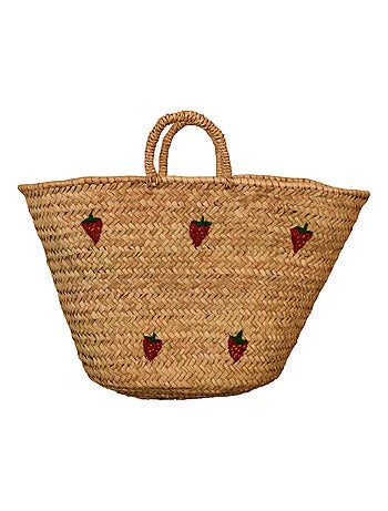 Cesta de fresas bordada