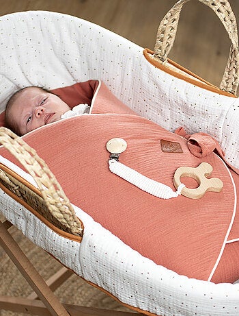 Cesta para bebé con colchón, funda y funda ajustable, puntos dorados | SEVIRA KIDS