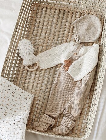 Cesta para cambiar bebé de mimbre rectangular