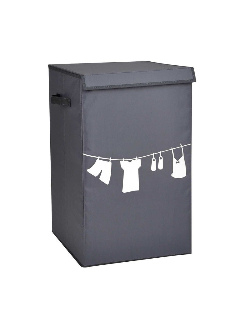 Cesta para la ropa de tela estampada gris - Kiabi