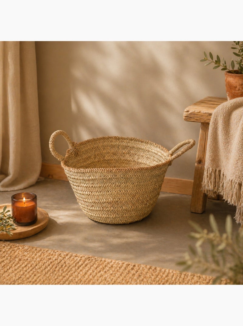 Cesta para troncos con borde de yute XL Madera natural - Kiabi