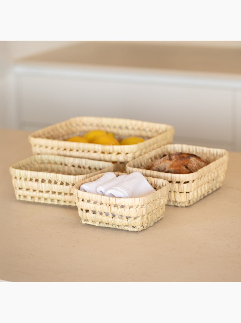 Cesta rectangular de hojas de palmera Madera natural - Kiabi