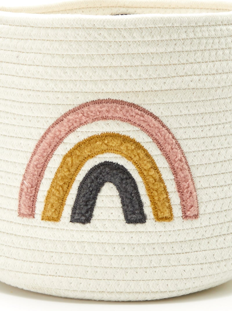 Cesta redonda de esparto 'Arcoíris' Rosa - Kiabi