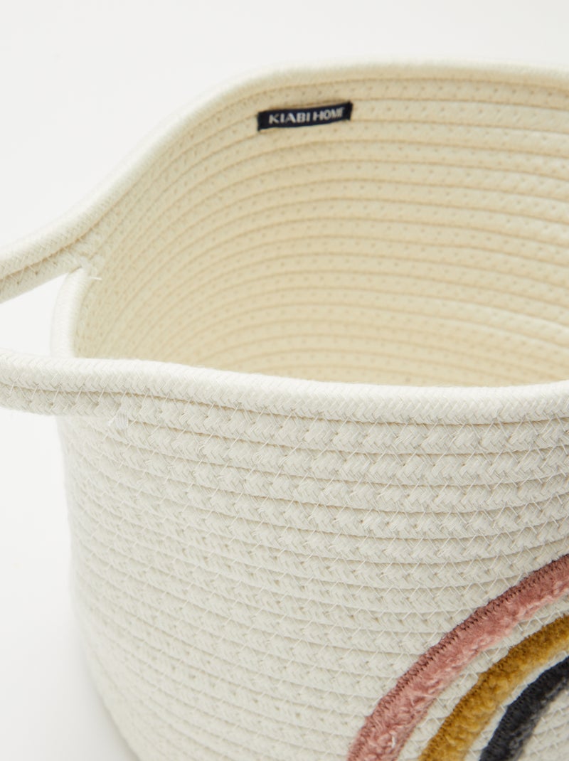 Cesta redonda de esparto 'Arcoíris' Rosa - Kiabi