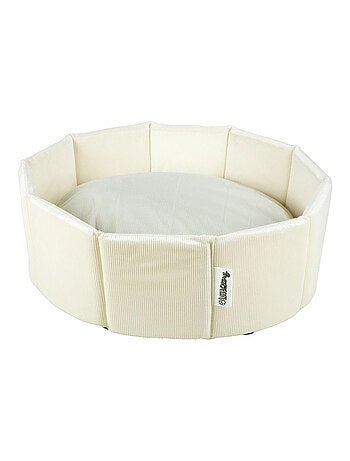 Cesta redonda de terciopelo de canalé para perro y gato