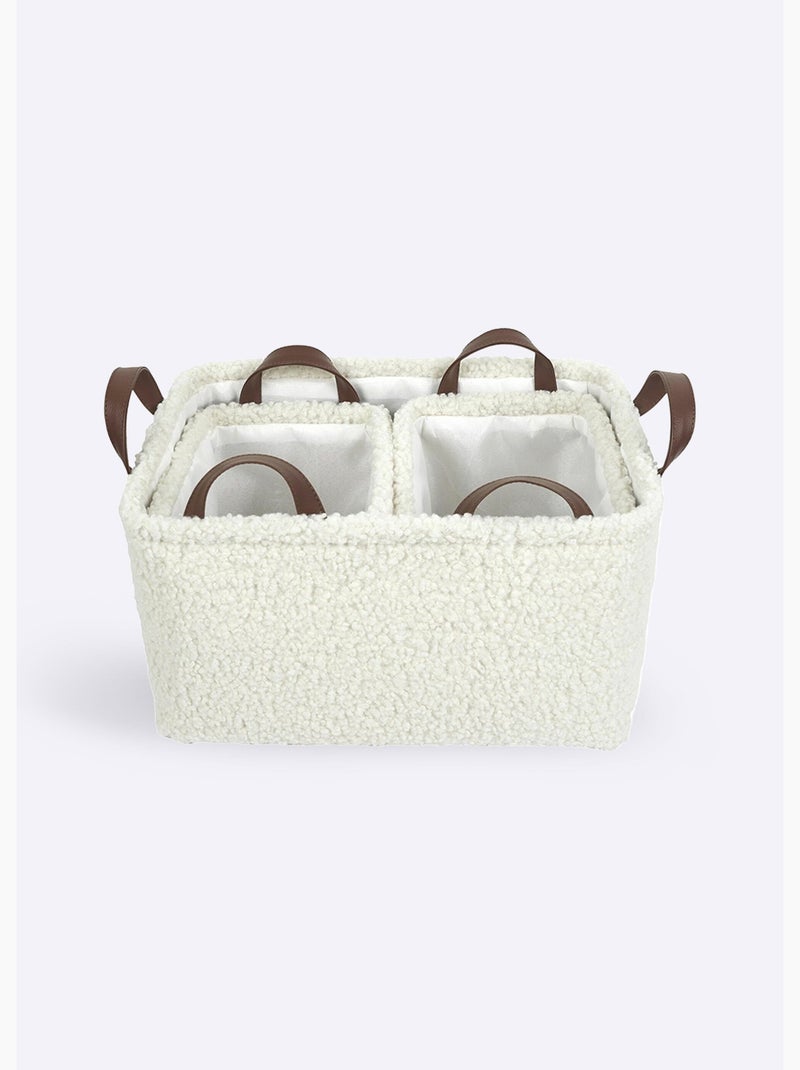 Cestas de almacenamiento de tejido de bucle con asas - AFIBEL Blanco - Kiabi