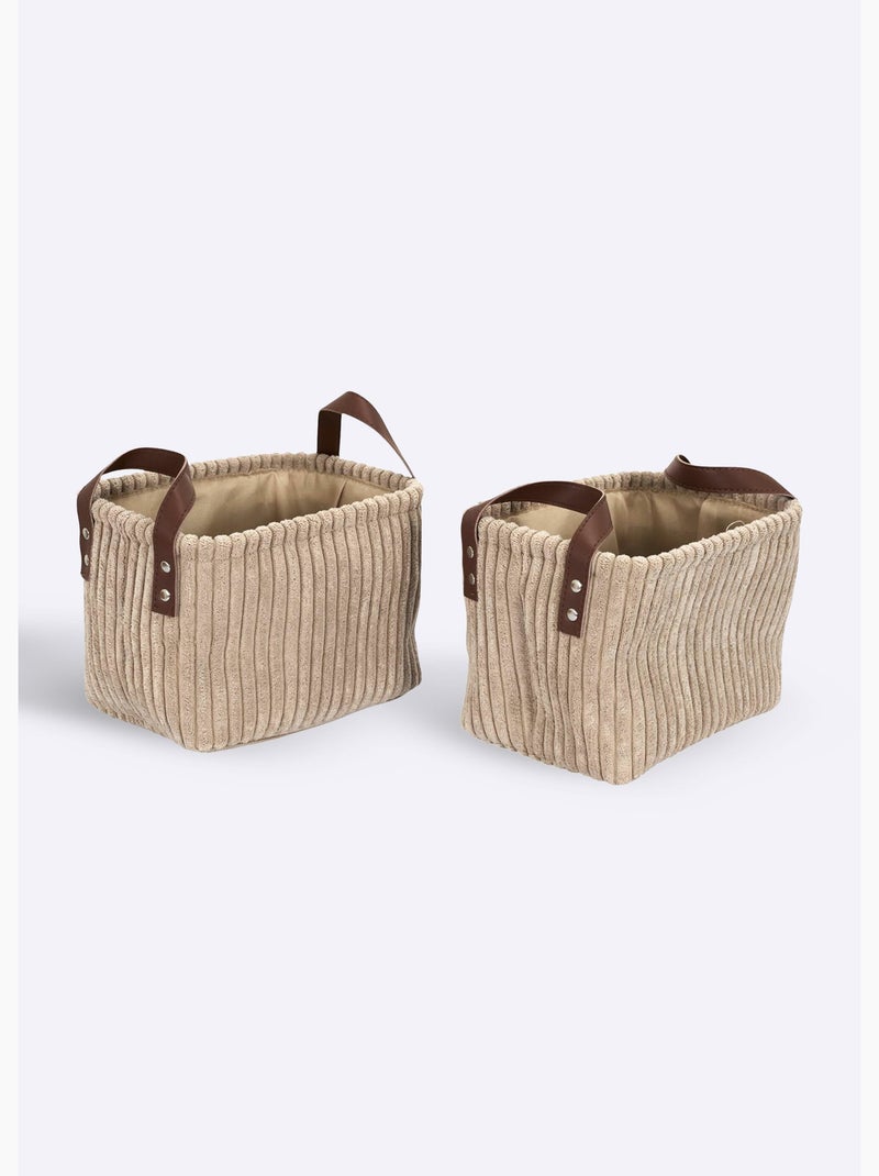 Cestas de almacenamiento de terciopelo con asas - AFIBEL Taupe - Kiabi