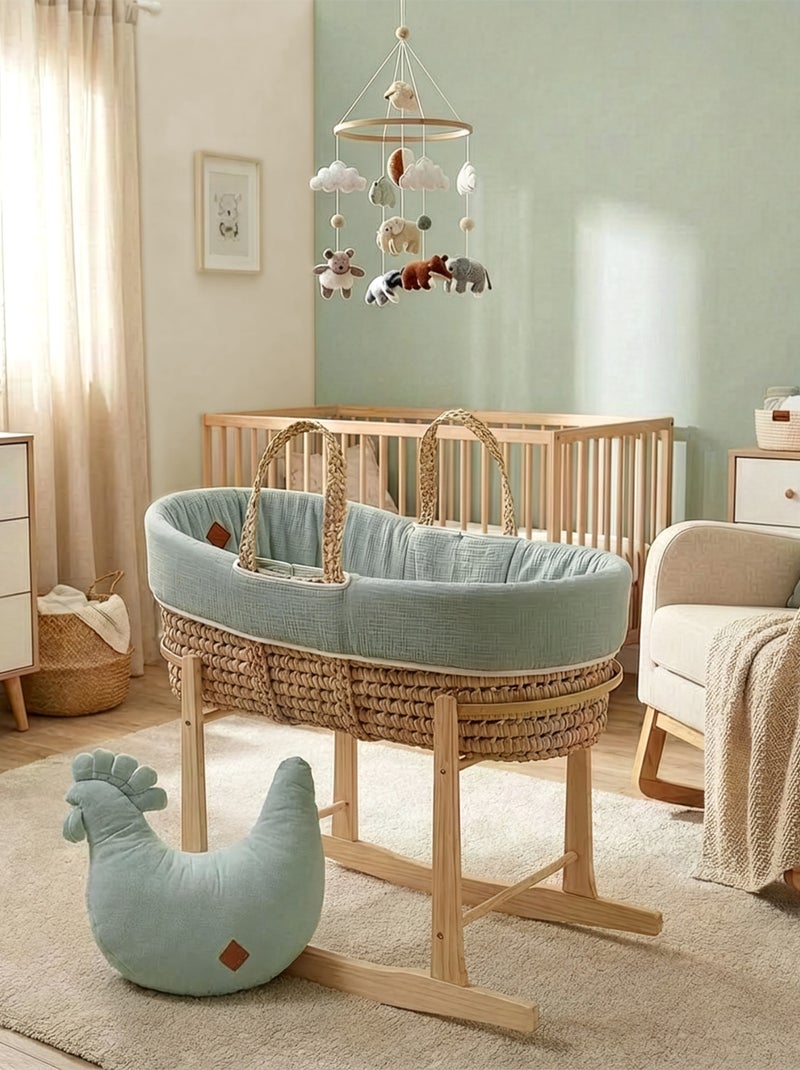Cestillo para bebé con colchón, funda y sábana ajustable, jeanne | SEVIRA KIDS Verde agua - Kiabi