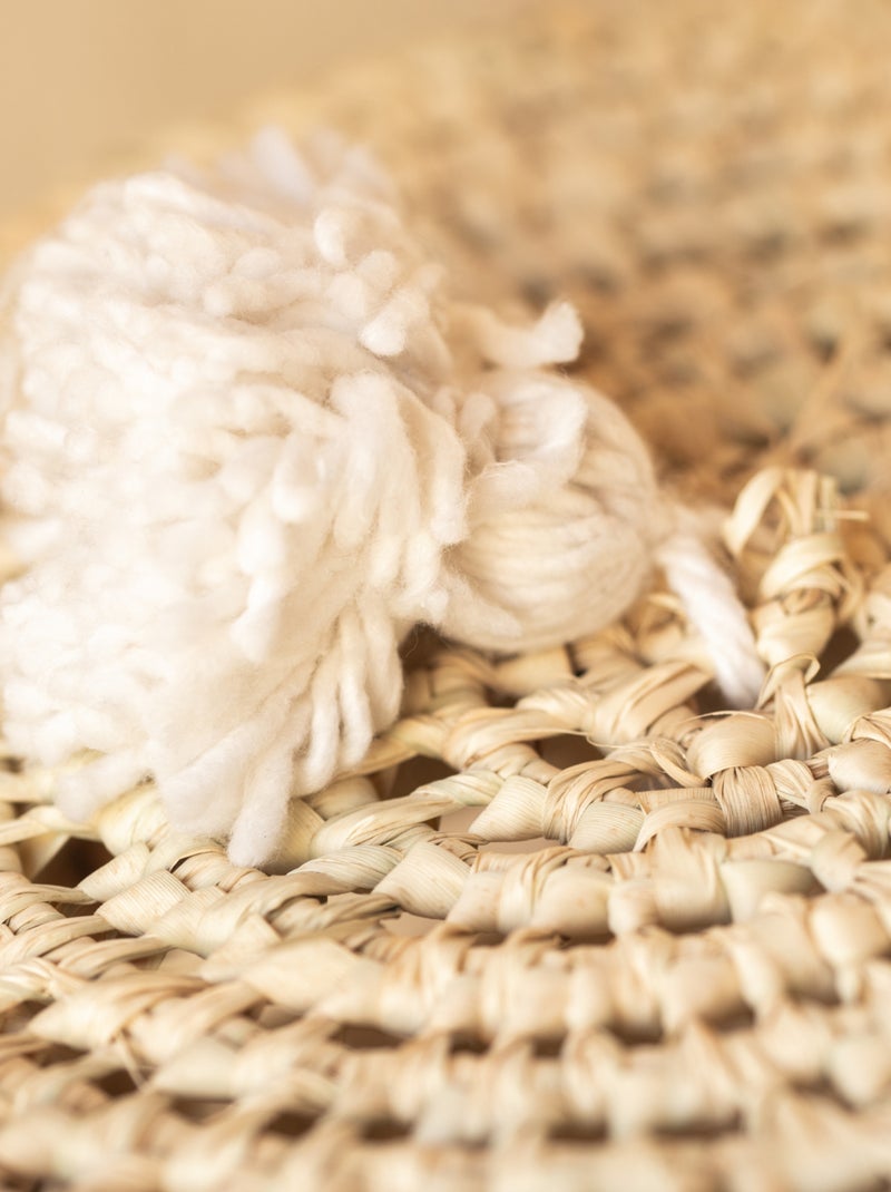 Cesto de la ropa calado con tapa de pompón Blanco - Kiabi