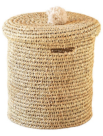 Cesto de ropa calado con tapa y borla