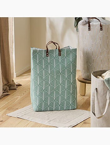 Cesto para la ropa sucia de 70 litros con estampado de hojas